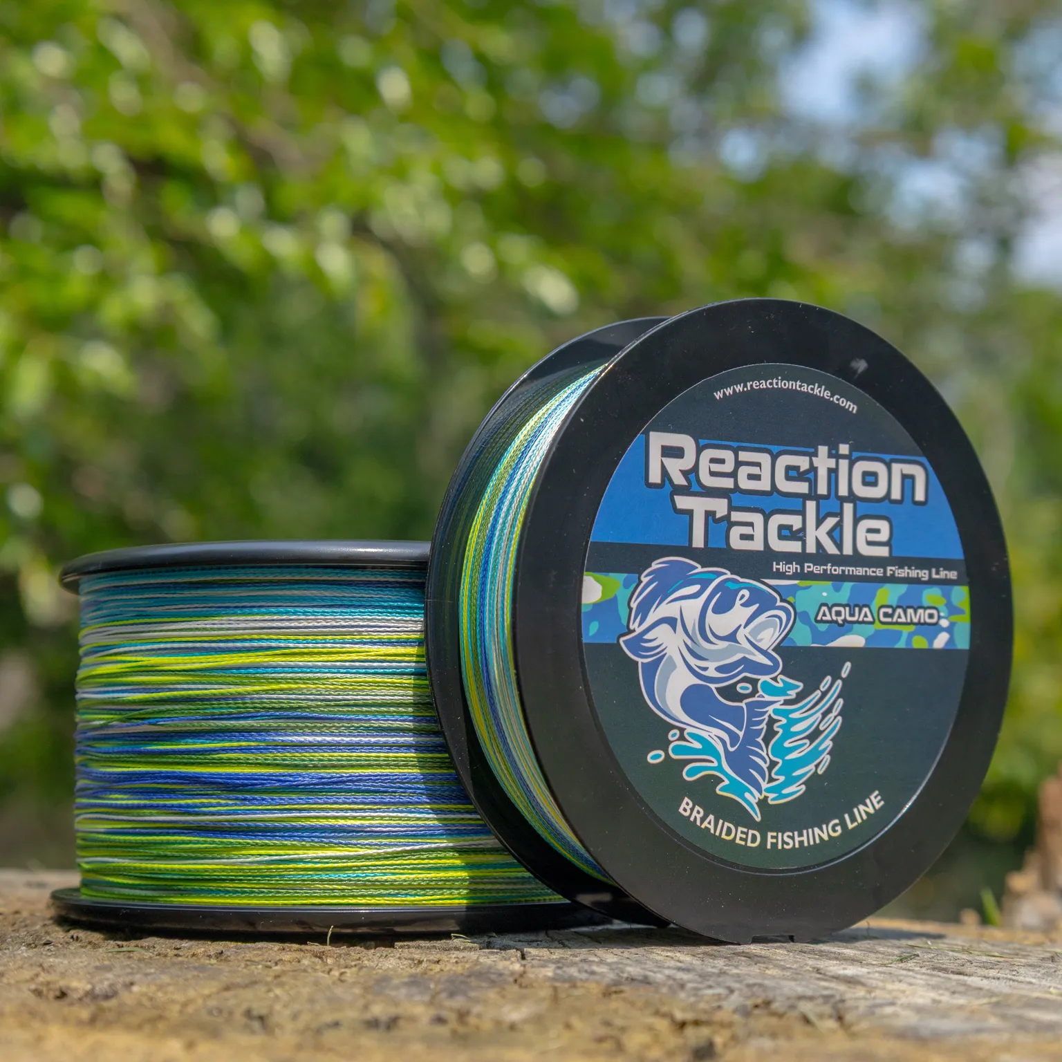 Reaction Tackle Braided Fishing Line - Aqua Camo